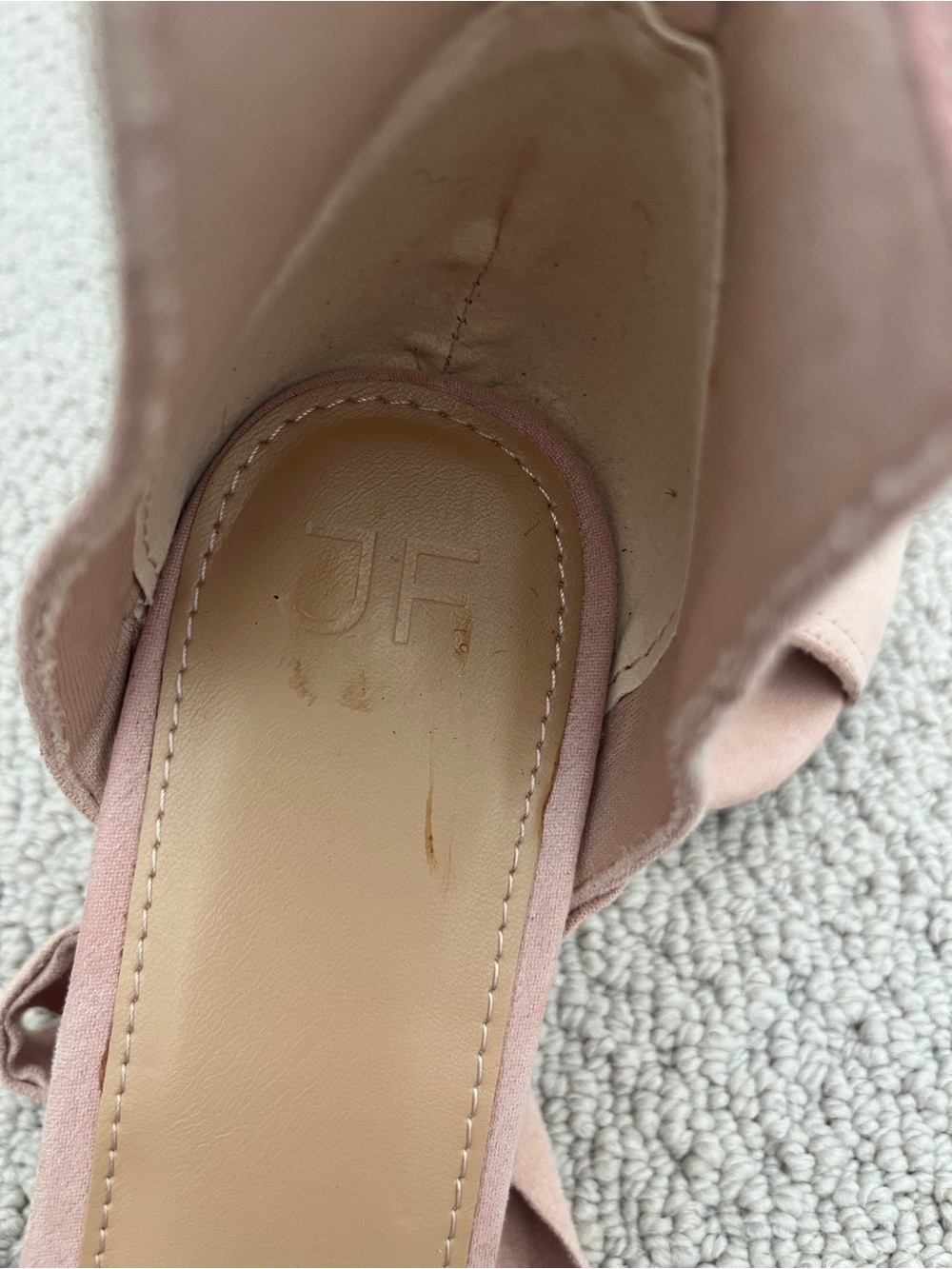 Shoe Dazzle Blush Pink Suede Open-Toe Block Heel Ankle Boots - Picture 7 of 9